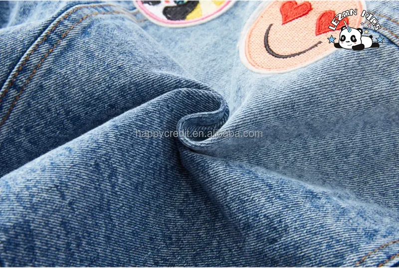 LEZONKIDS - Custom Cute Little Girl 2 Piece Denim Set Embroidered Patches Kids Denim Sets With Denim Girl Dress